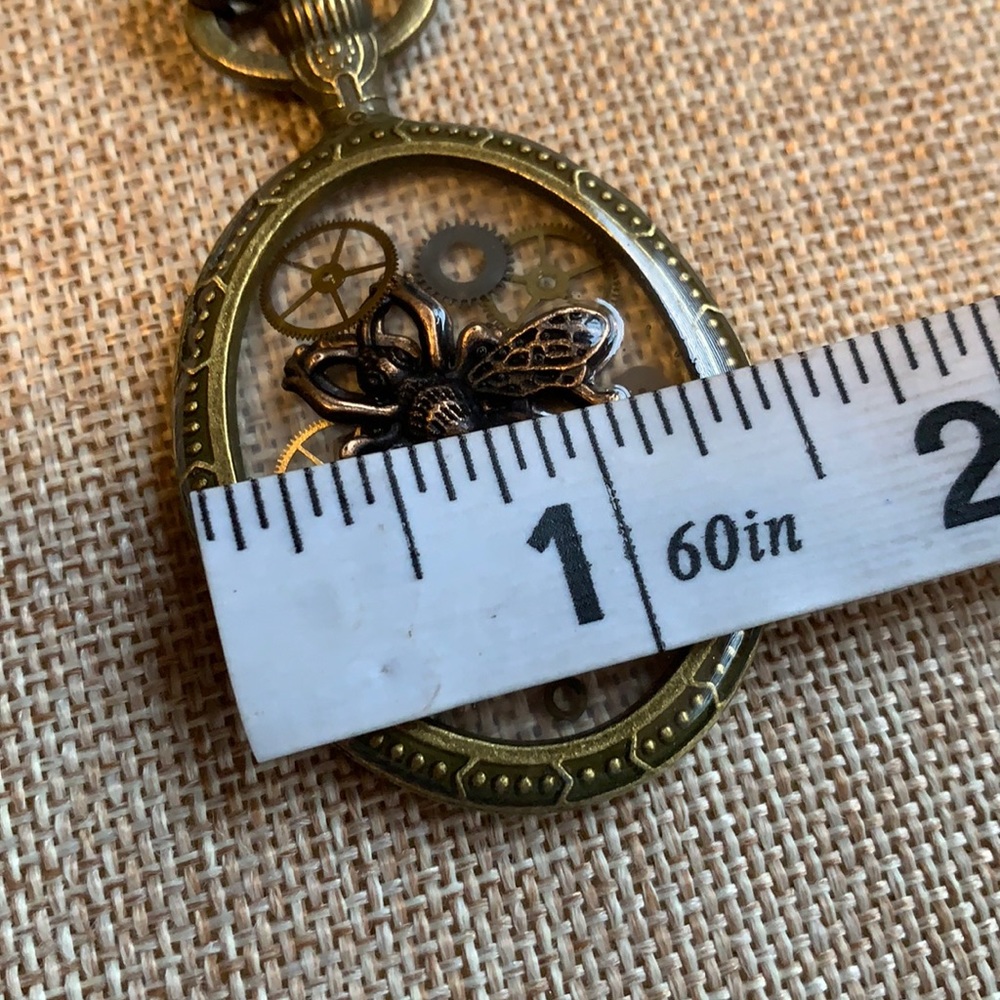 Honey Bee Steampunk Gears 30” Necklace One of a kind New - Picture 7 of 8